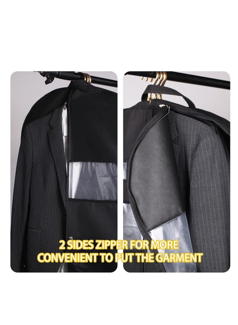 Garment Bags for Travel, 2 Pack 43" Hanging Garment Bags for Men, Double Sides Zipper, 3 Large Mesh Pockets, Garment bag for Traveling Monogrammed Closet Clothes Storage, for Gowns, Tuxedos, Coats - Image 4
