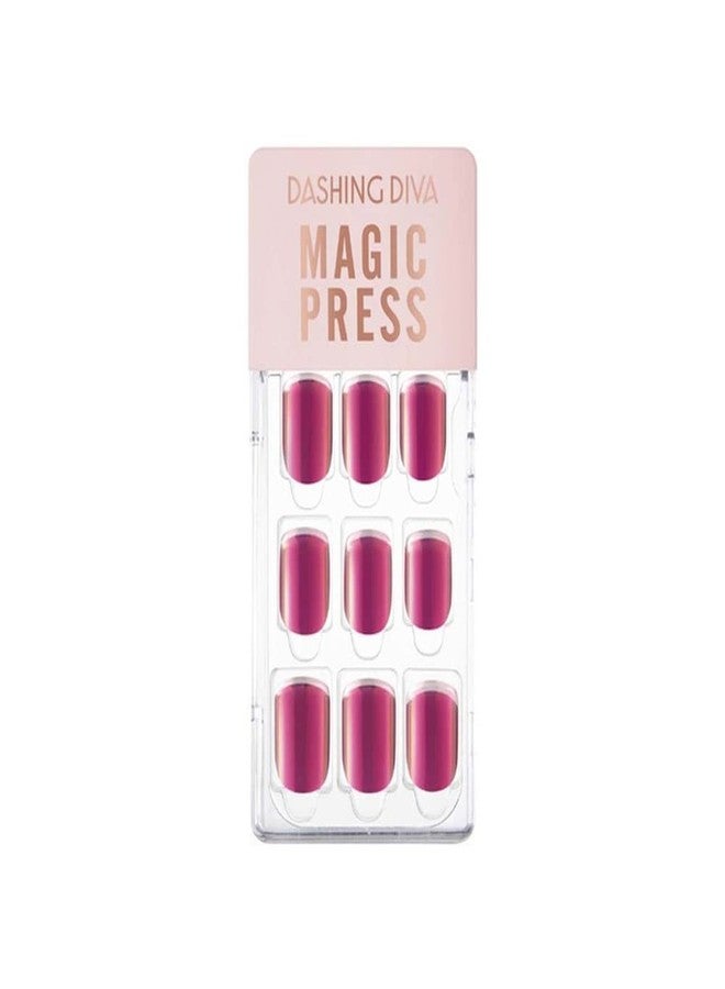 DASHING DIVA MAGICPRESS Plum Ice French | Day to Night | Short, Square Shaped Press On Nails | Long Lasting - Image 1