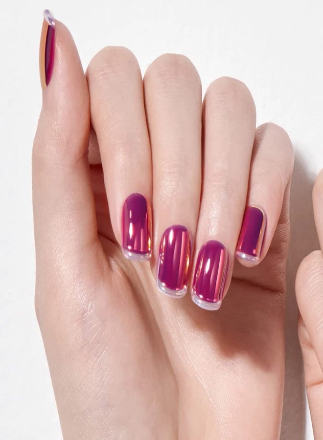 DASHING DIVA MAGICPRESS Plum Ice French | Day to Night | Short, Square Shaped Press On Nails | Long Lasting - Image 2