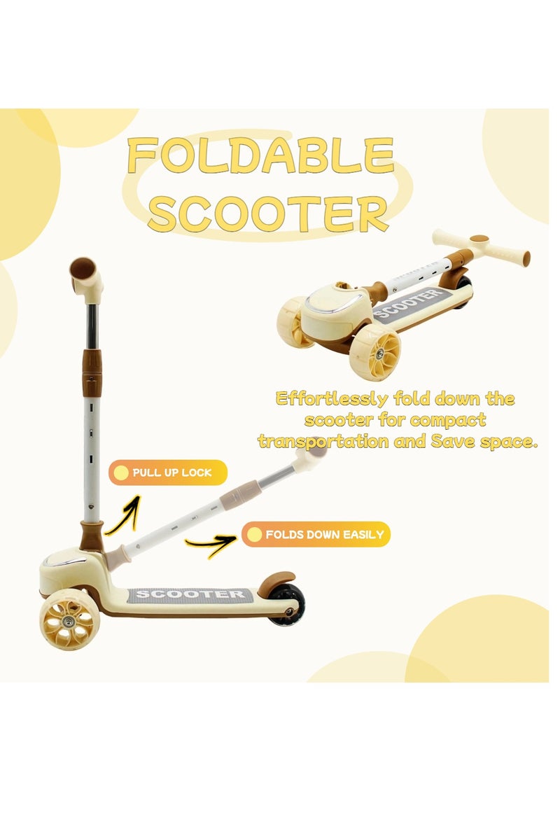 EASY FUTURE Scooters for Kids with Foldable & Height Adjustable Handle Kick Scooter with LED PU Wheels & Rear Brake & Music Kids Scooter for 3 to 8 Years - Image 2