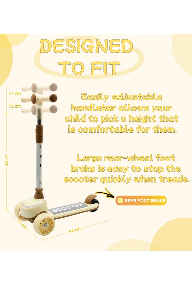 EASY FUTURE Scooters for Kids with Foldable & Height Adjustable Handle Kick Scooter with LED PU Wheels & Rear Brake & Music Kids Scooter for 3 to 8 Years - Image 3