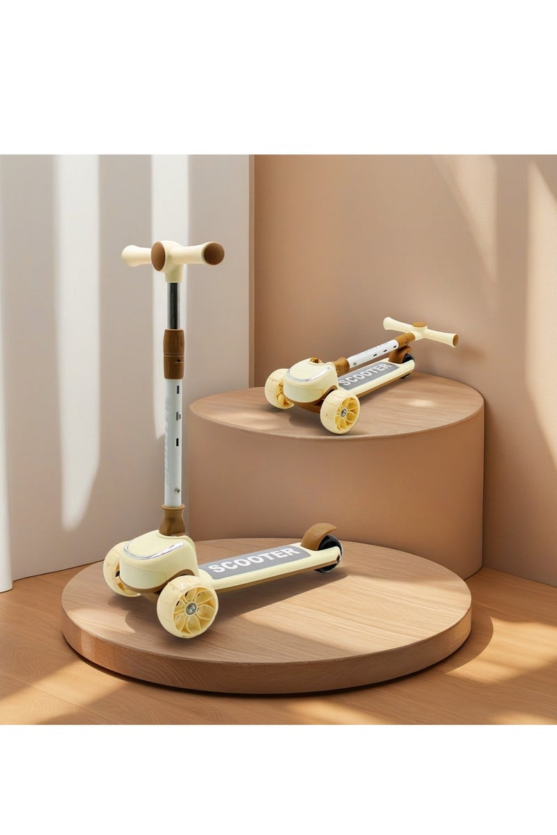 EASY FUTURE Scooters for Kids with Foldable & Height Adjustable Handle Kick Scooter with LED PU Wheels & Rear Brake & Music Kids Scooter for 3 to 8 Years - Image 1