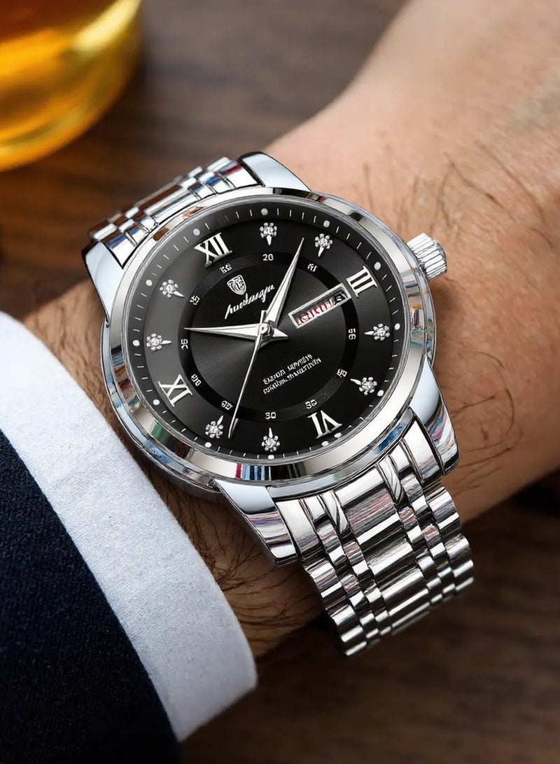 پوداجار ساعة رجالية مضيئة مقاومة للماء بهيكل كوارتز 41 ملم - Image 2