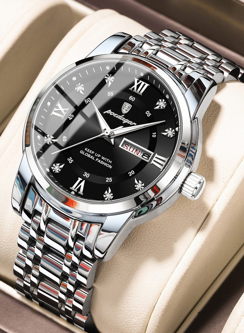 پوداجار ساعة رجالية مضيئة مقاومة للماء بهيكل كوارتز 41 ملم - Image 1