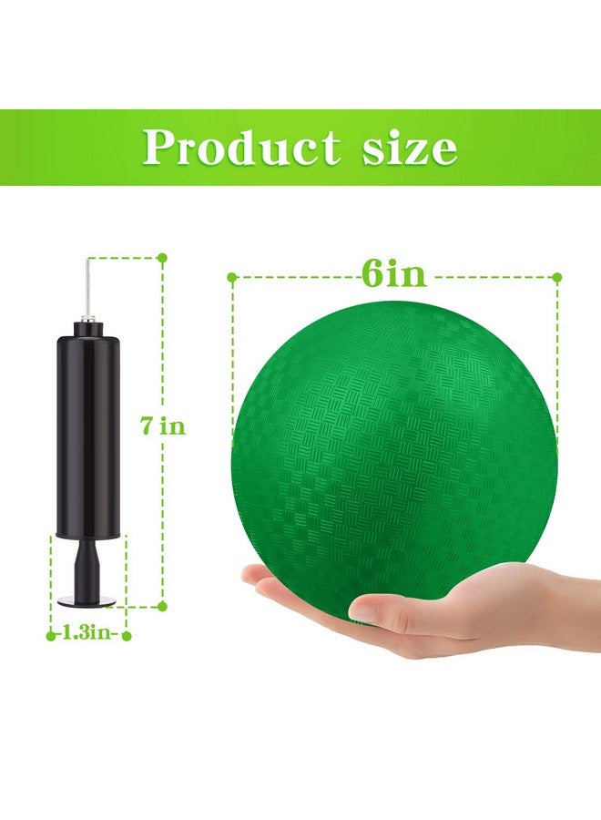 Yunsailing 24 Pcs Dodgeballs Bulk 6 Inch Playground Balls, Sport Kickball Rubber Bouncy Inflatable Balls with a Hand Pump for Kids Adults Indoor Outdoor Ball Games, Kickball, Handball, Four Square(Dark Green) - Image 2