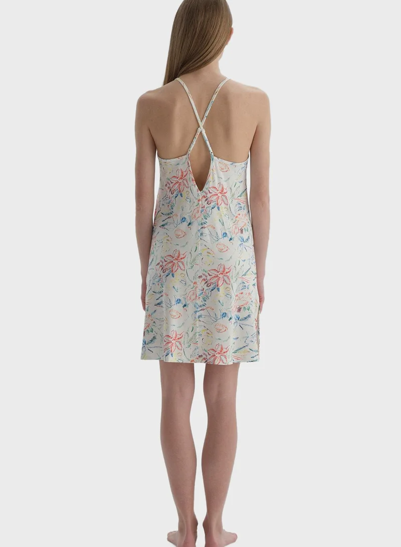 dagi Printed Lace Detail Nightdress