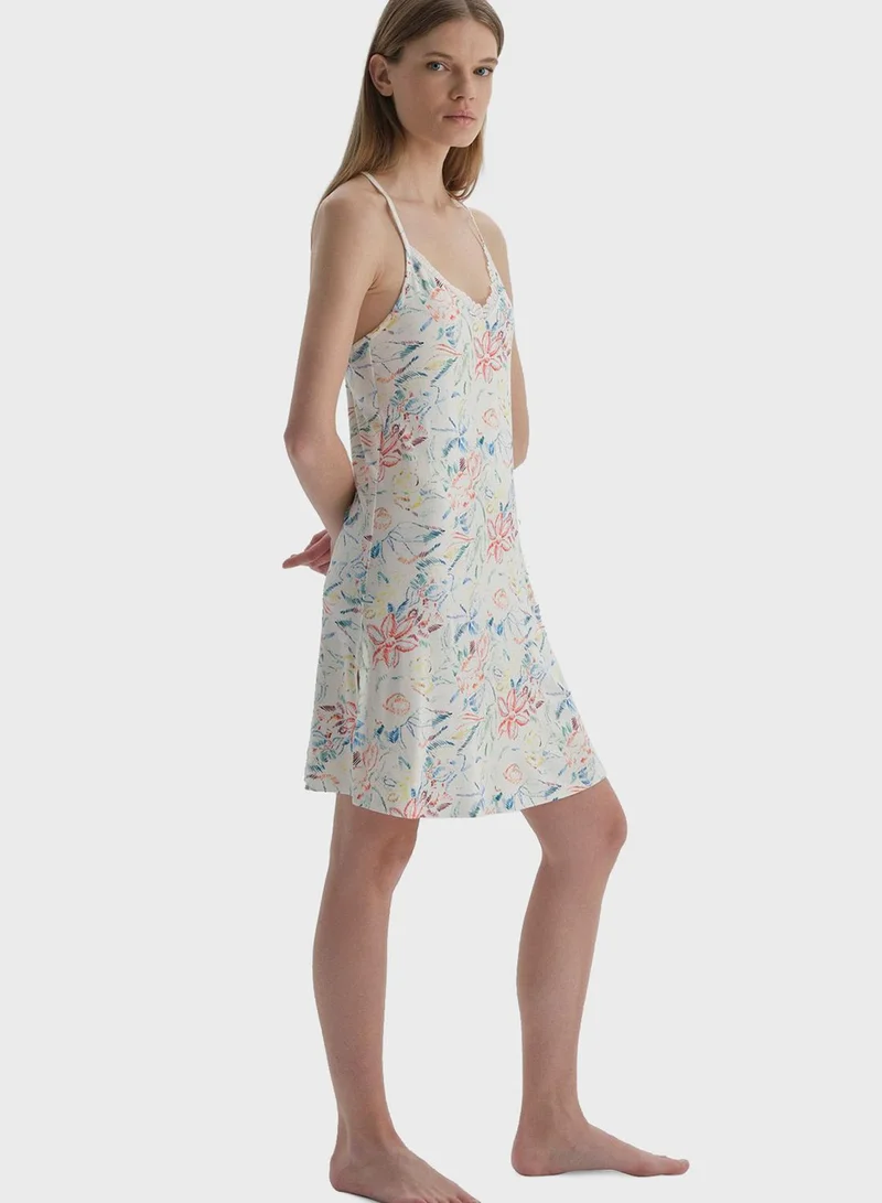 dagi Printed Lace Detail Nightdress