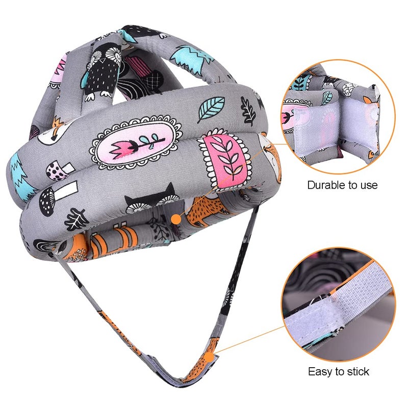 TORASO خوذة توراسو للأطفال، خوذة رأس للأطفال الرضع للحبو، وسادة رأس واقية، واقي رأس ناعم للأطفال الذين يتعلمون المشي، غابة رمادية (1) - Image 4