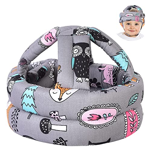 TORASO خوذة توراسو للأطفال، خوذة رأس للأطفال الرضع للحبو، وسادة رأس واقية، واقي رأس ناعم للأطفال الذين يتعلمون المشي، غابة رمادية (1) - Image 1