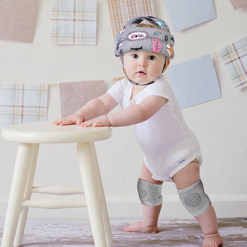 TORASO خوذة توراسو للأطفال، خوذة رأس للأطفال الرضع للحبو، وسادة رأس واقية، واقي رأس ناعم للأطفال الذين يتعلمون المشي، غابة رمادية (1) - Image 5