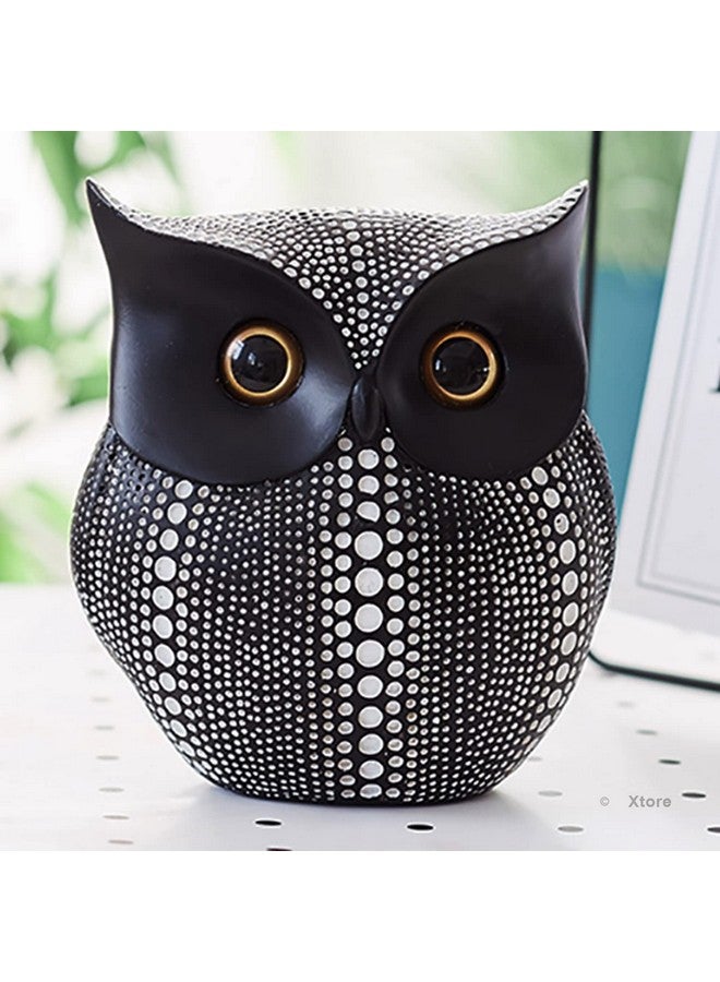 Xtore® Modern Classy Lucky Owl Resin Art Figure Showpiece -(Pack of 1, Black) - Image 2