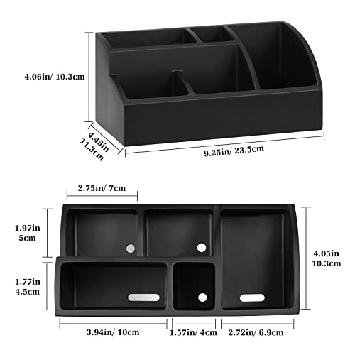 Luxspire Bathroom Counter Organizer, Toothbrush Holder for Bathroom 5 Slot, Large Bathroom Countertop Organizer Storage Marble Bathroom Accessories for Toothbrush Toothpaste, Matte Black - Image 5