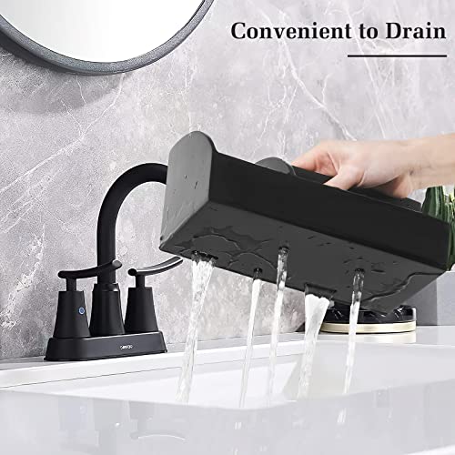 Luxspire Bathroom Counter Organizer, Toothbrush Holder for Bathroom 5 Slot, Large Bathroom Countertop Organizer Storage Marble Bathroom Accessories for Toothbrush Toothpaste, Matte Black - Image 4