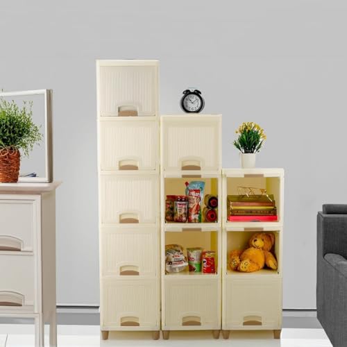AVZEEGO Plastic Multi-Purpose Organizer | Modular Storage Box for Clothes, Kitchen, Bedroom & Living Room | Stackable Rack, Space-Saving Wardrobe Cabinet Wardrobe for Cloth (WHITE, 4 LAYER) - Image 1