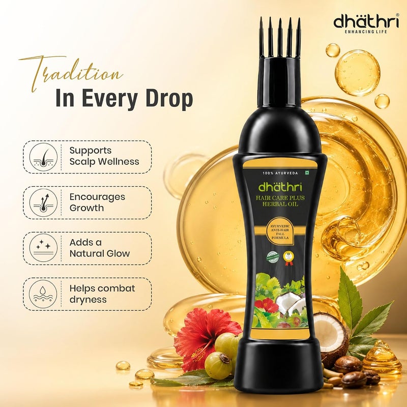 dhathri Hair Care Plus Herbal Oil| 3-in-1 Ayurvedic Hair Oil for Hair Growth, Hair Fall & Dandruff| Coconut Hair Oil for Hair Fall and Regrowth| Hair Growth Oil for Men and Women (200 ml) - Image 5