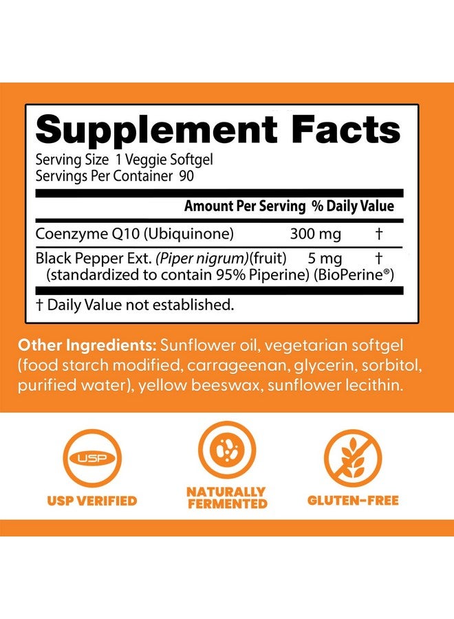Doctor's Best High Absorption CoQ10, Heart & Energy Support, USP Verified, Naturally Fermented CoQ10, Non-GMO Gluten Free, Soy Free, Vegetarian 90 Veggie Softgels - Image 2