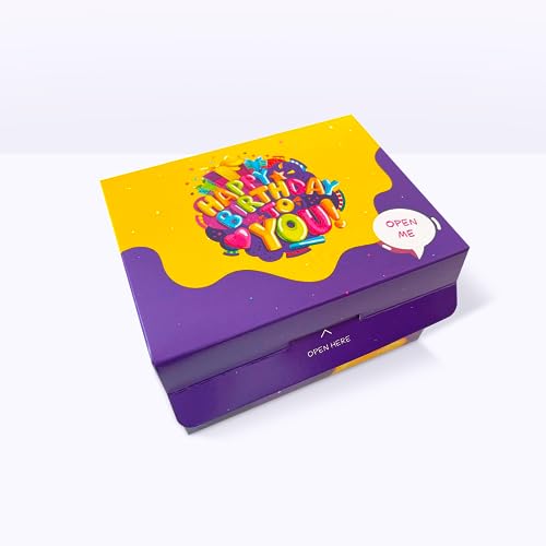 FETTIPOP Gift Box DIY (Premium Purple), Gift Box Exploding Confetti - Happy Birthday, Surprise Prank Box Pop Up 7.2x5.5x4.3 in. - Image 4