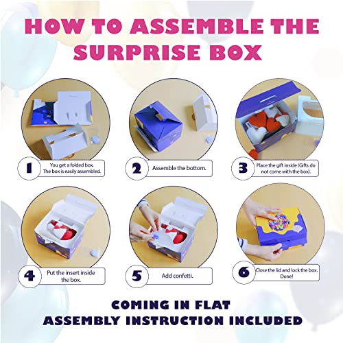FETTIPOP Gift Box DIY (Premium Purple), Gift Box Exploding Confetti - Happy Birthday, Surprise Prank Box Pop Up 7.2x5.5x4.3 in. - Image 5