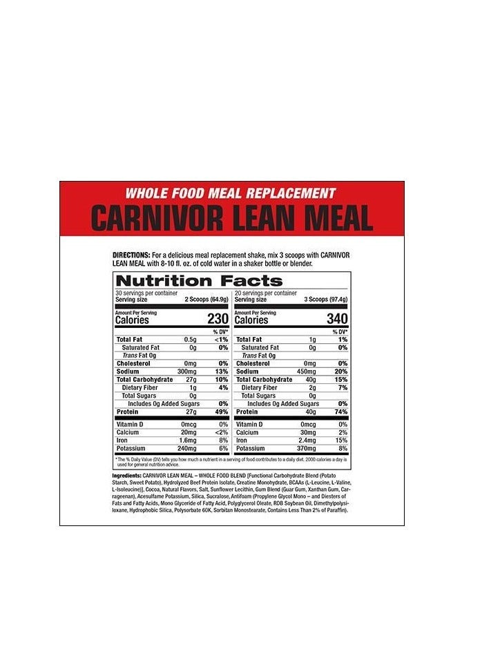 Musclemeds Carnivor Lean Meal - Meal Replacement  CHOCOLATE FUDGE - Image 3