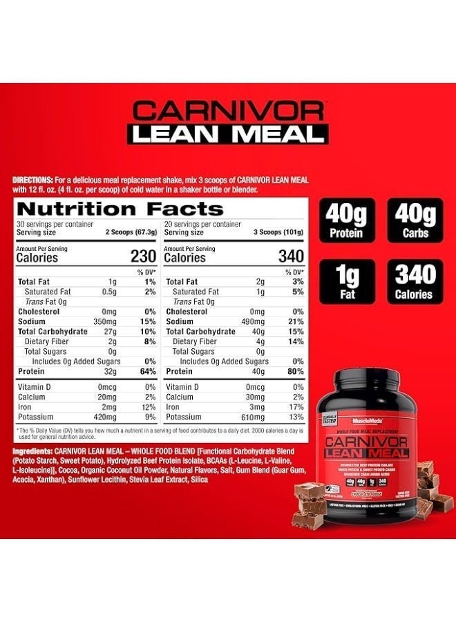 MUSCLEMEDS Carnivor Lean Meal -  Chocolate fudge 20 serving (4.4LB) - Image 2