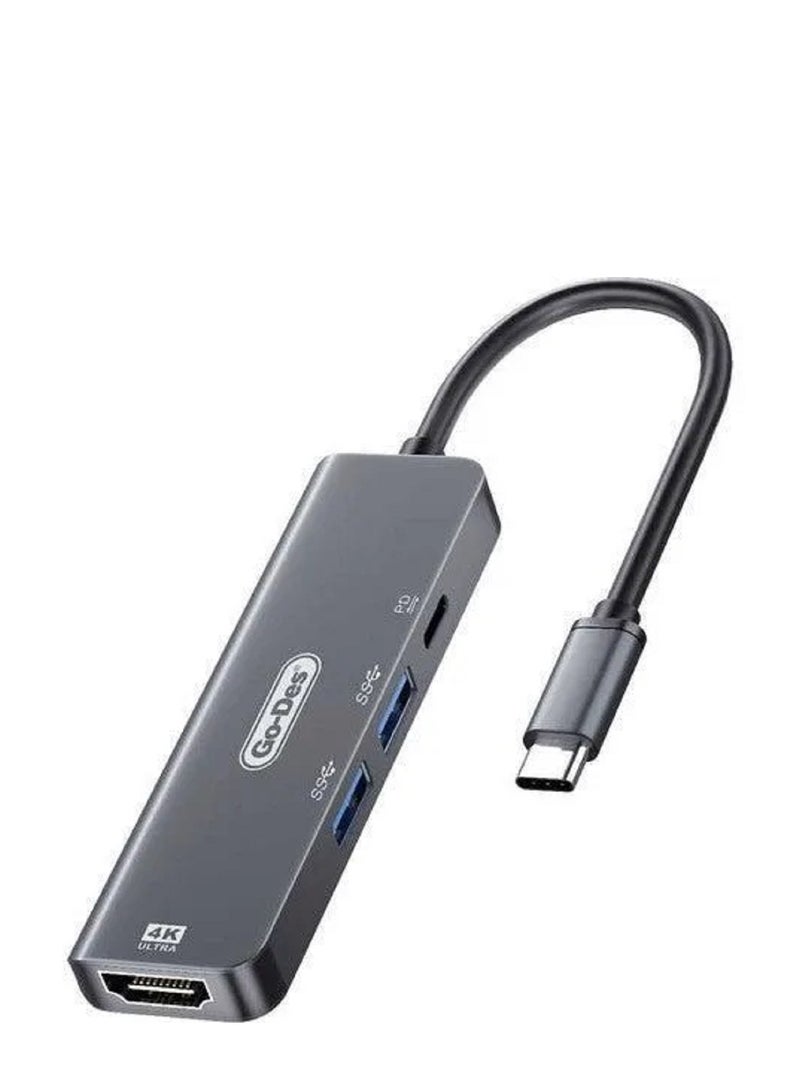 GO-DES Go Des GD-6828 Type-C To Hdtv 4 In 1 Converter Adapter HUB - Image 1