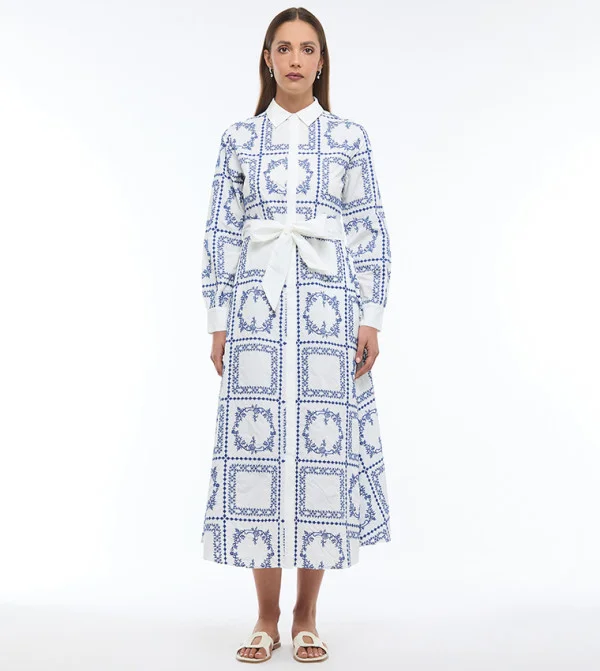 بي سي بي جي BCBG-ENGLISH EMB SHIRT DRESS