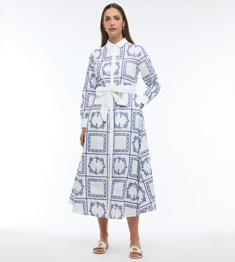 بي سي بي جي BCBG-ENGLISH EMB SHIRT DRESS