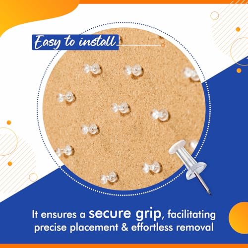 YAJNAS Transparent Decorative Push Pins for Notice Boards, Soft Boards, Display Boards for Office, Home, School & Shop (100 Pins) - Image 5
