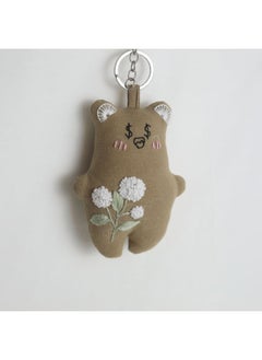 Hand-embroidered White Flower Bear Pendant Ragdoll Animal Doll Small Fresh Style Intangible Cultural Heritage Cultural And Creative Ethnic Cultural Gift-Specifications:Hand Embroidered White Dumpling Bear Pendant 13*4*9