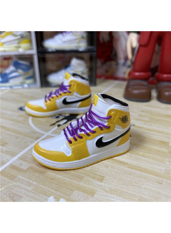 1/6 Mini Sneakers Model Aj1 Creative Cute Basketball Shoes Keychain Car Bag Jewelry Aj Keychain-Color:1 Lakers (pair Of Nude Shoes)  - Image 1