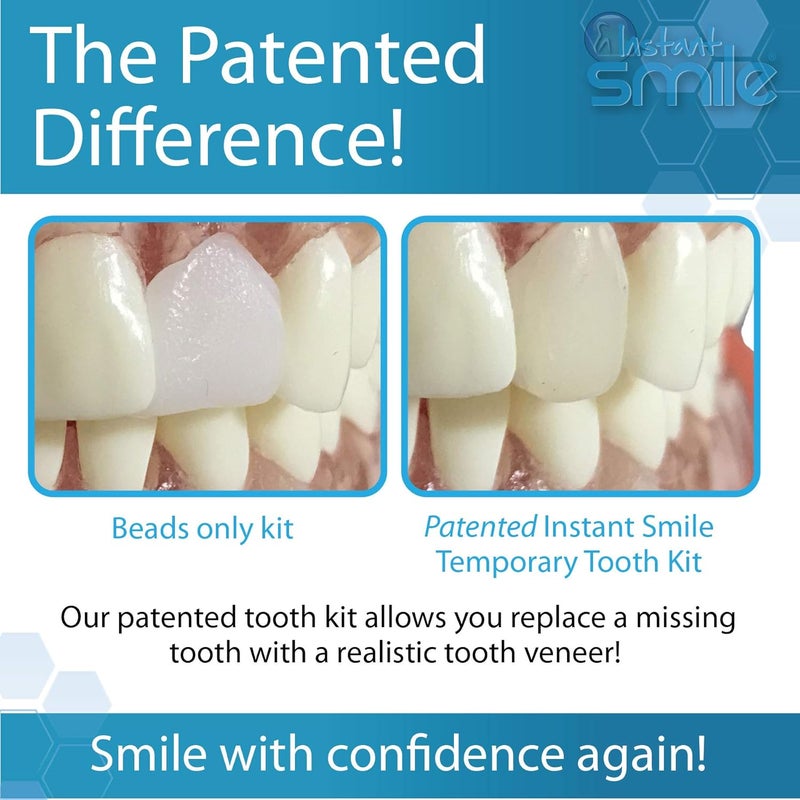 Instant Smile Complete Your Smile Temporary Tooth Replacement Kit Broken or Missing Tooth Repair Kit Bright White Natural and Dark Shades Patented 40 False Teeth - Image 4