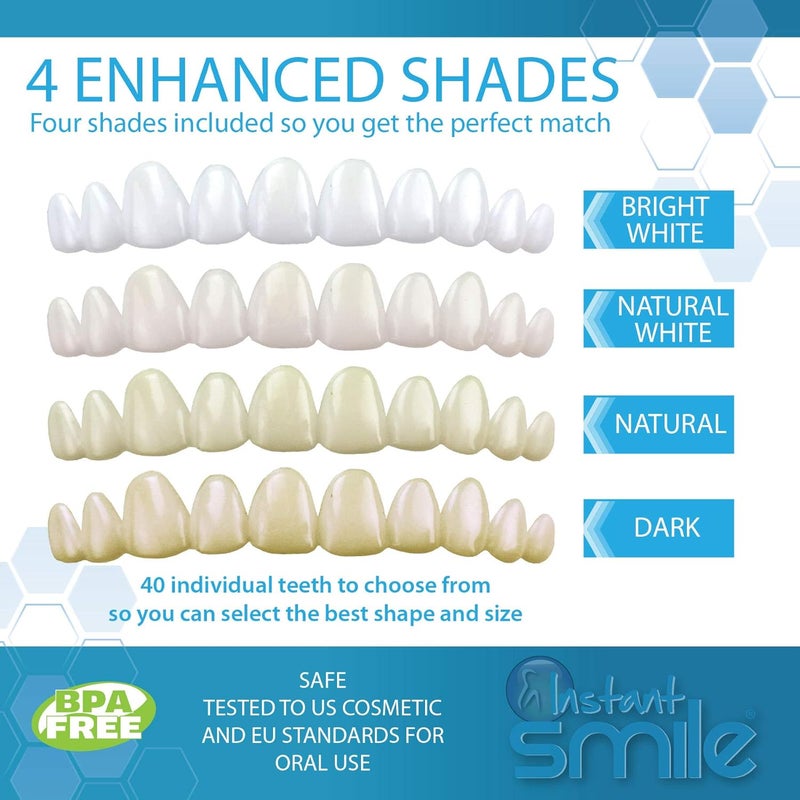 Instant Smile Complete Your Smile Temporary Tooth Replacement Kit Broken or Missing Tooth Repair Kit Bright White Natural and Dark Shades Patented 40 False Teeth - Image 2