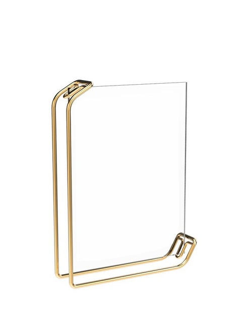 إطارات صور زجاجية من قطعة واحدة مع حامل ذهبي من ديكور هيلز | إطارات صور مزدوجة الجوانب، تُثبّت على رف الطاولة، أنيقة للذكرى السنوية، أو الزفاف، أو أعياد الميلاد