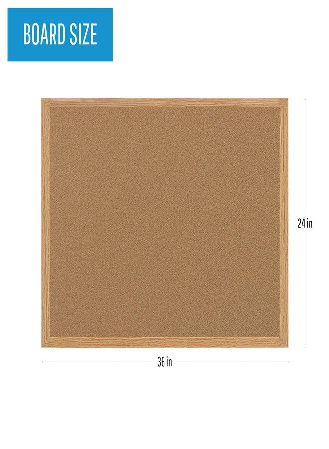 MasterVision Earth Series Self-Healing Cork Bulletin Board, Wall Mounting 100% Recycled Cork Push Pin Board, 24" x 36", Wood Frame - Image 2