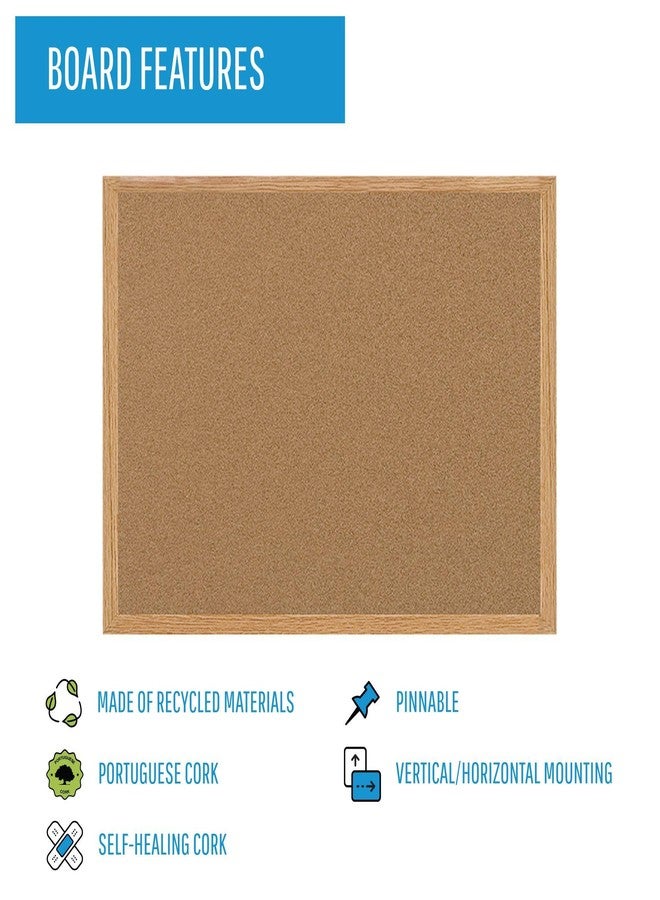 MasterVision Earth Series Self-Healing Cork Bulletin Board, Wall Mounting 100% Recycled Cork Push Pin Board, 24" x 36", Wood Frame - Image 3