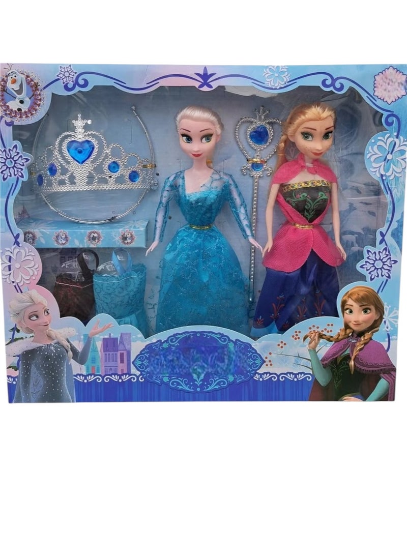 ELSA & ANNA مجموعة دمى إلسا وآنا - دمى أنيقة مع ملابس وإكسسوارات مميزة للبنات
