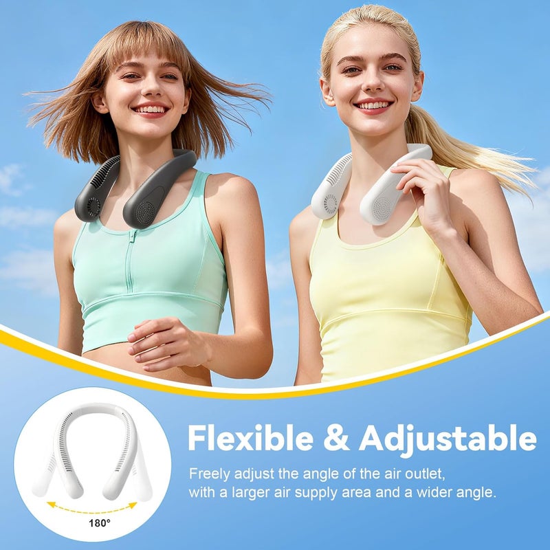 HandFan 5000mAh Neck Fan, Bladeless Portable Wearable Fan, USB Rechargeable Hands-Free Fan, 3 Speeds Personal Fan, 15H Working Time for Outdoor Travel Camping, Gifts for Women Men (White) - Image 3