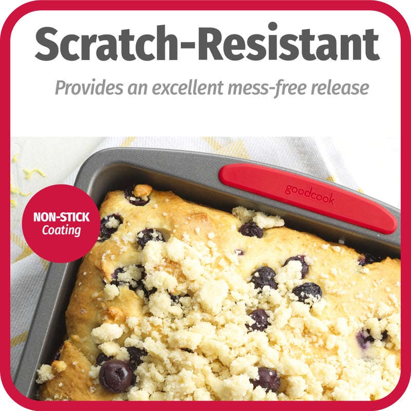 GoodCook MegaGrip Baking Pan with Silicone Grip Handles Square Non-Stick Heavy-Gauge Steel Cake Pan Baking Dish for Brownies Bread Cake Baked Goods & More, Dishwasher Safe, 8x8-Inch, - Image 4