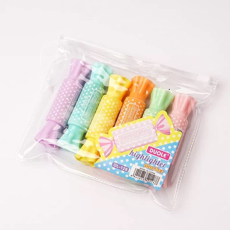 Make a Wish Toffee shape highlighter Quirky Pastel Candy Theme Double Tip Highlighters|Set Of 6 Double Sided Pens Gifts For Stationery Hoarders & Kids|Party Return Gifts For Girls-Assorted - Image 3