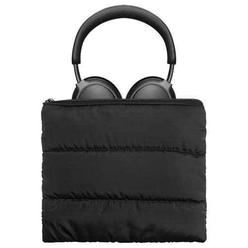 Geekria NOVA Headphones Puffy Pouch Compatible with Bose QCUltra QC45 JBL Tune 520BT Sony WHCH720N and More Headset Carrying Bag Soft Travel Pouch Case for OverEar Headphones Black - Image 1