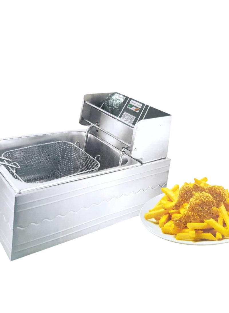 دينكس مقلاة كهربائية عميقة 6 لتر متعددة الوظائف من الستانلس ستيل للبطاطس المقلية واجنحة الدجاج المقلي - Image 3
