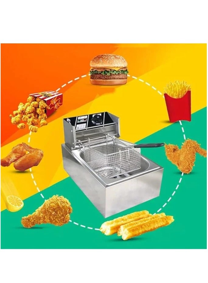 دينكس مقلاة كهربائية عميقة 6 لتر متعددة الوظائف من الستانلس ستيل للبطاطس المقلية واجنحة الدجاج المقلي - Image 4