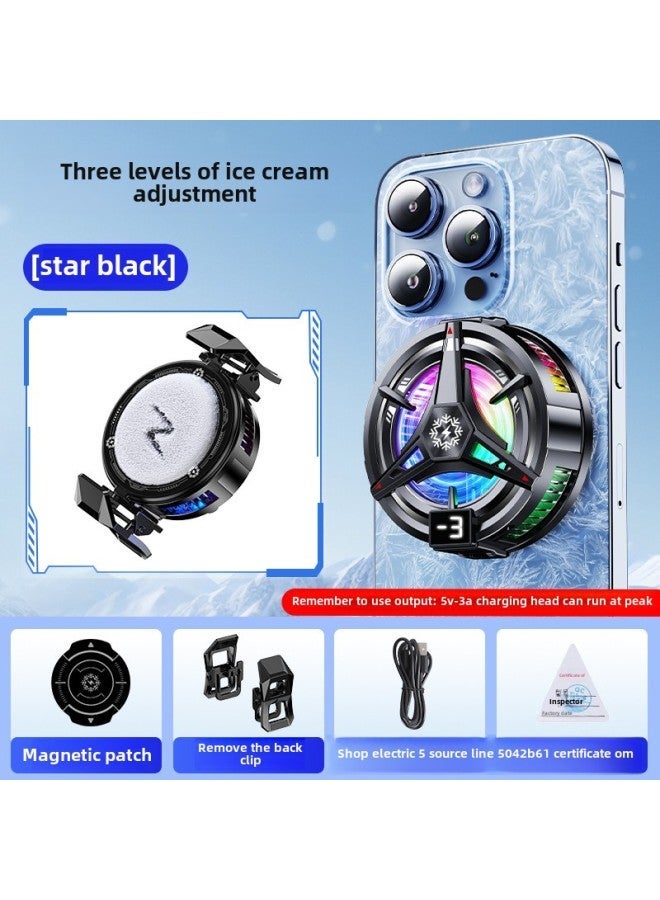 2025 TL07 Semiconductor Refrigeration Cooling Mobile Phone Radiator Magnetic Vibration Sound With Digital Display Back Clip In Stock-Color:Tl07 Ice Black  - Image 1