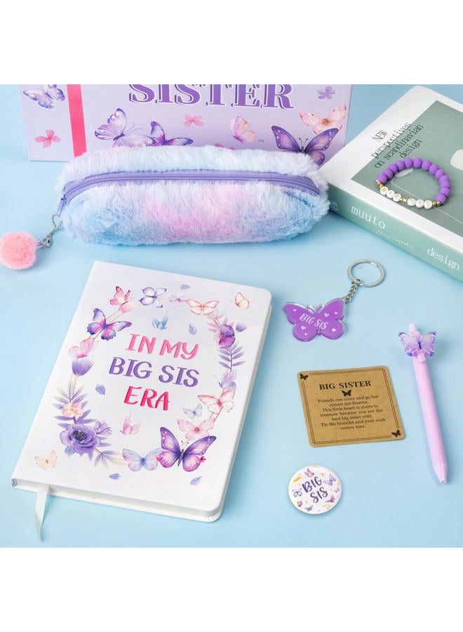 CY2SIDE Butterfly Big Sister Gifts - 7PCS In My Big Sis Era Announcement Set Include Purple Notebook Pen Plush Pouch Keychain and Greeting Card Idea Birthday Gifts for Teen Girls - Image 4
