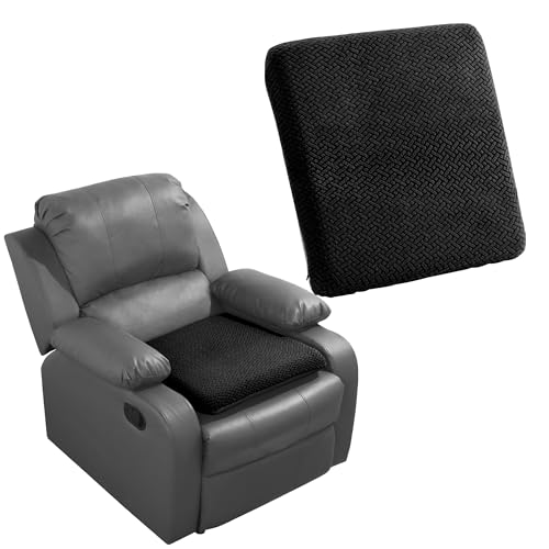 HOMBYS Tufted Furry Recliner Seat Cushion for Elderly Foam Curved Edge Large Square Seat Cushion for Office Chair Car Floor Pillow No Pressure on Thighs Black - Image 1