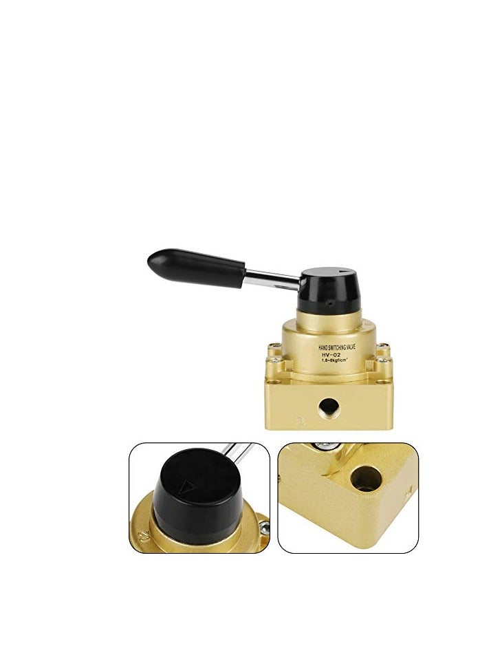 Excefore Rotary Lever Hand Valve, Pneumatic Rotary Lever Hand Control Valve, Hv-02 Pt 1/4" Port Air Flow Control 3/8 3 Position 4 Way Air Flow Control, Hand Lever Valve 1.5-8Kgf/Cm² - Image 5