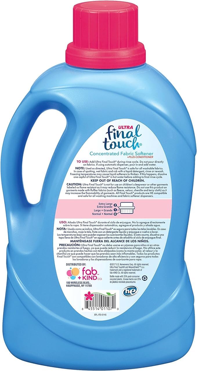 Final Touch Spring Fresh Ultra Liquid Fabric Softener with WeaveShield Fabric Care Technology by Final Touch | Fabric Softener + Conditioner | Concentrated Formula | Works in All Standard & HE Washing Machines - Image 2