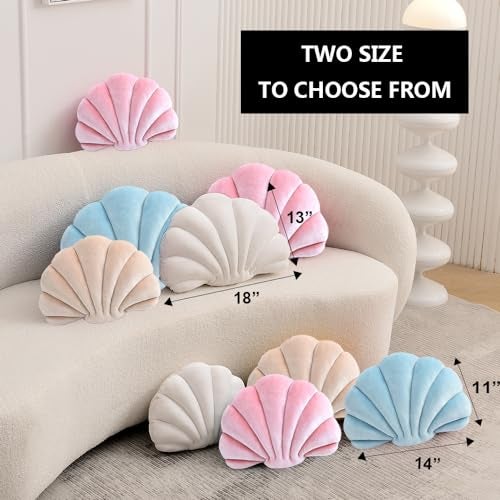 XIAIJIA Seashell Decorative Pillow Shell Shaped Throw Pillow 3D Insert Beach Pillow Soft Velvet Pillow Sea Ocean Decoration Couch Bed Pillow Cushions(Pink,14 X 11 inch) - Image 2