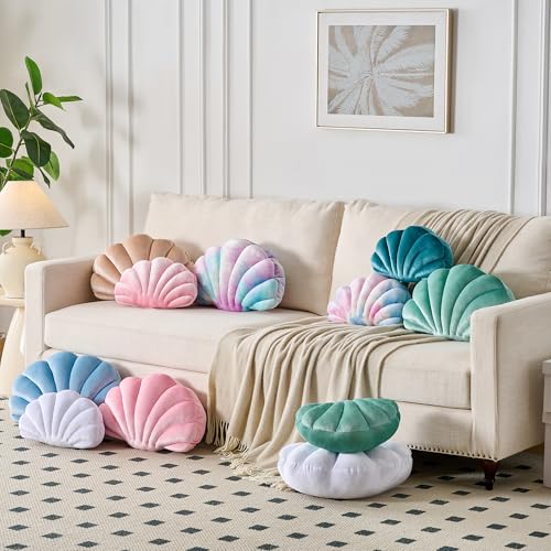 XIAIJIA Seashell Decorative Pillow Shell Shaped Throw Pillow 3D Insert Beach Pillow Soft Velvet Pillow Sea Ocean Decoration Couch Bed Pillow Cushions(Pink,14 X 11 inch) - Image 3
