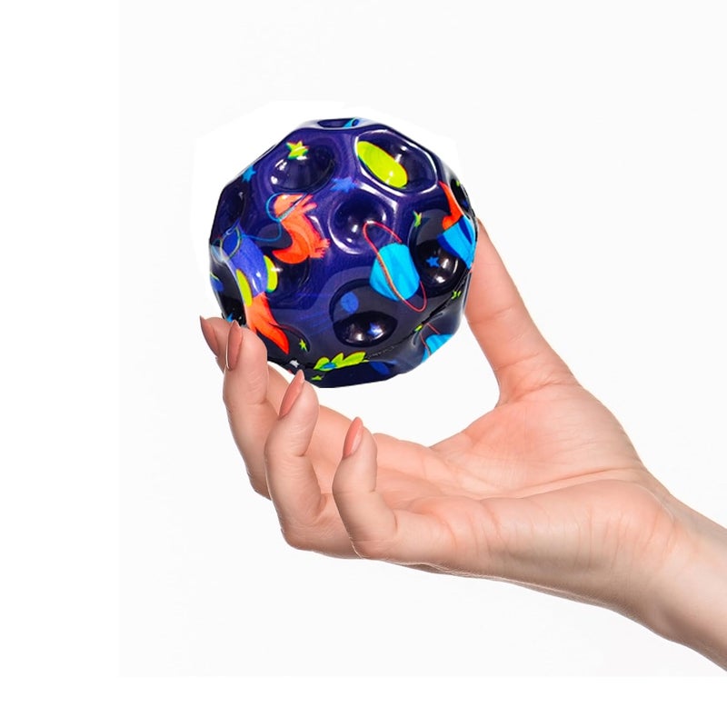 vGRASSP Super Bouncy Rubber Moon Ball Toy for Kids and Adults with Craters - High Bounce, Textured Grip, Perfect for Playtime Fun - Return Gift Foam Ball (Pack of 12) Multicolor - Image 4